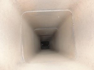 view down chimney flue after it has been cleaned